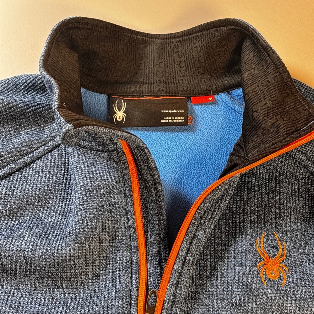 Spyder Mens Medium Lightweight Fleece Full Zip Jacket Blue Black‎ Performance